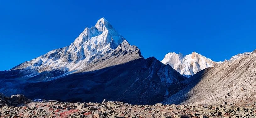 Views Shivling towers at 6,543 m